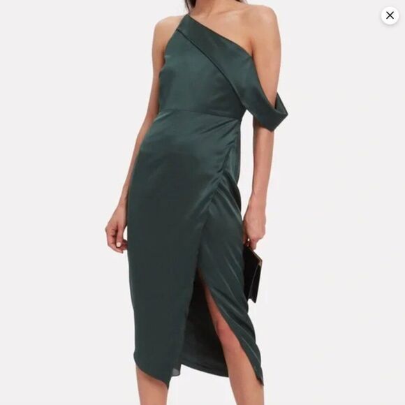 Michelle Mason Intermix 100% Silk Midi Dress One Shoulder Size 2 NWT - Picture 12 of 12